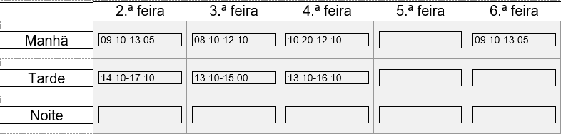 Grelha com horário