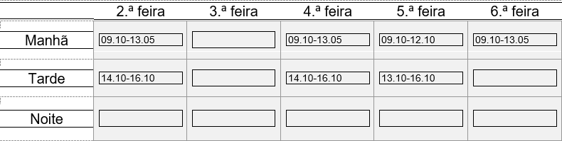 Grelha com horário