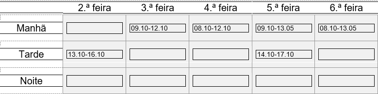 Grelha com horário