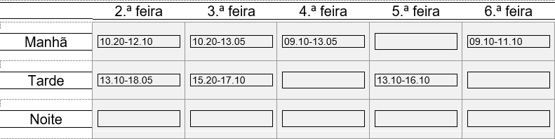 Grelha com horário