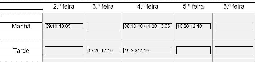 Grelha com horário